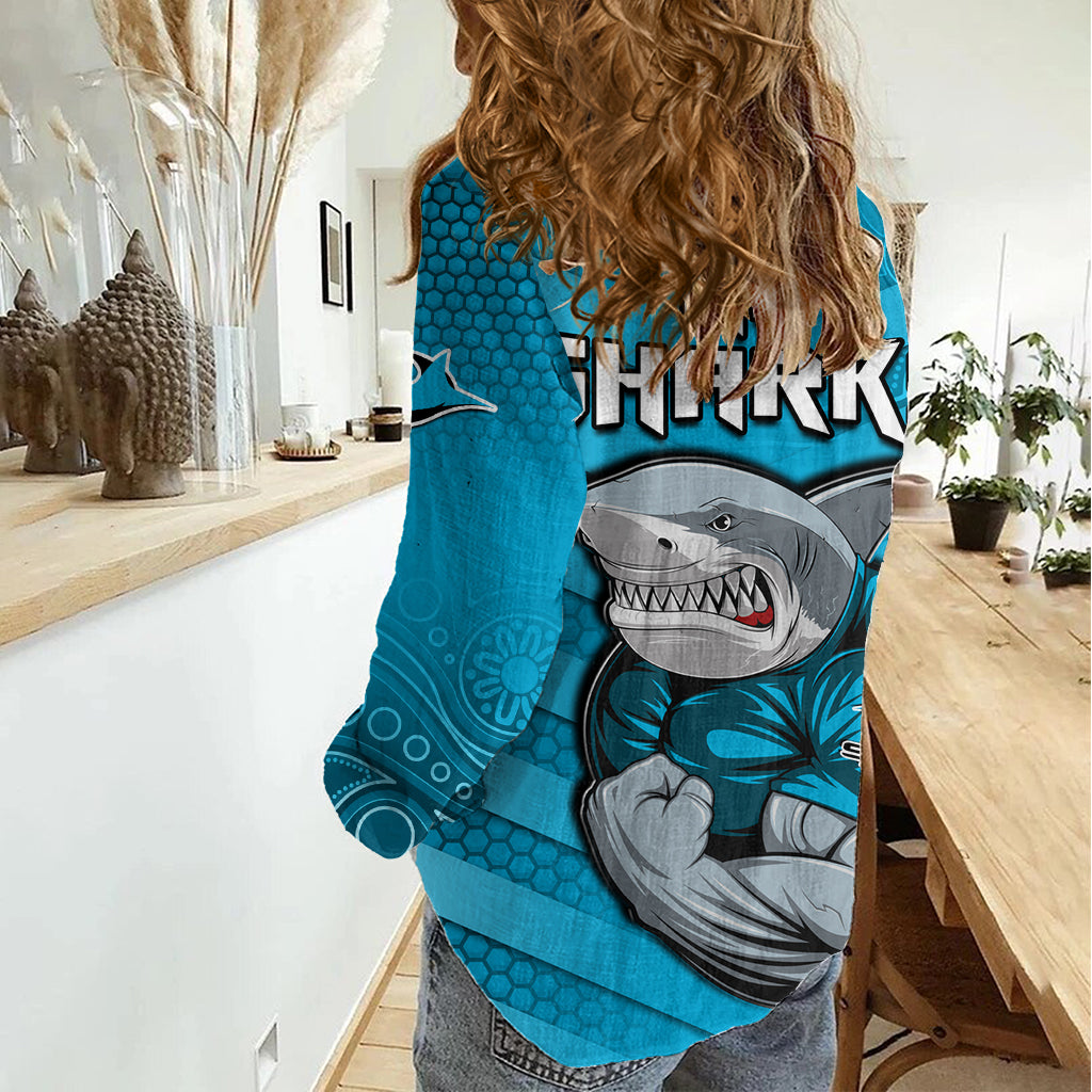 Sharks Rugby Women Casual Shirt Go Sharkies Aboriginal Sporty Version LT14
