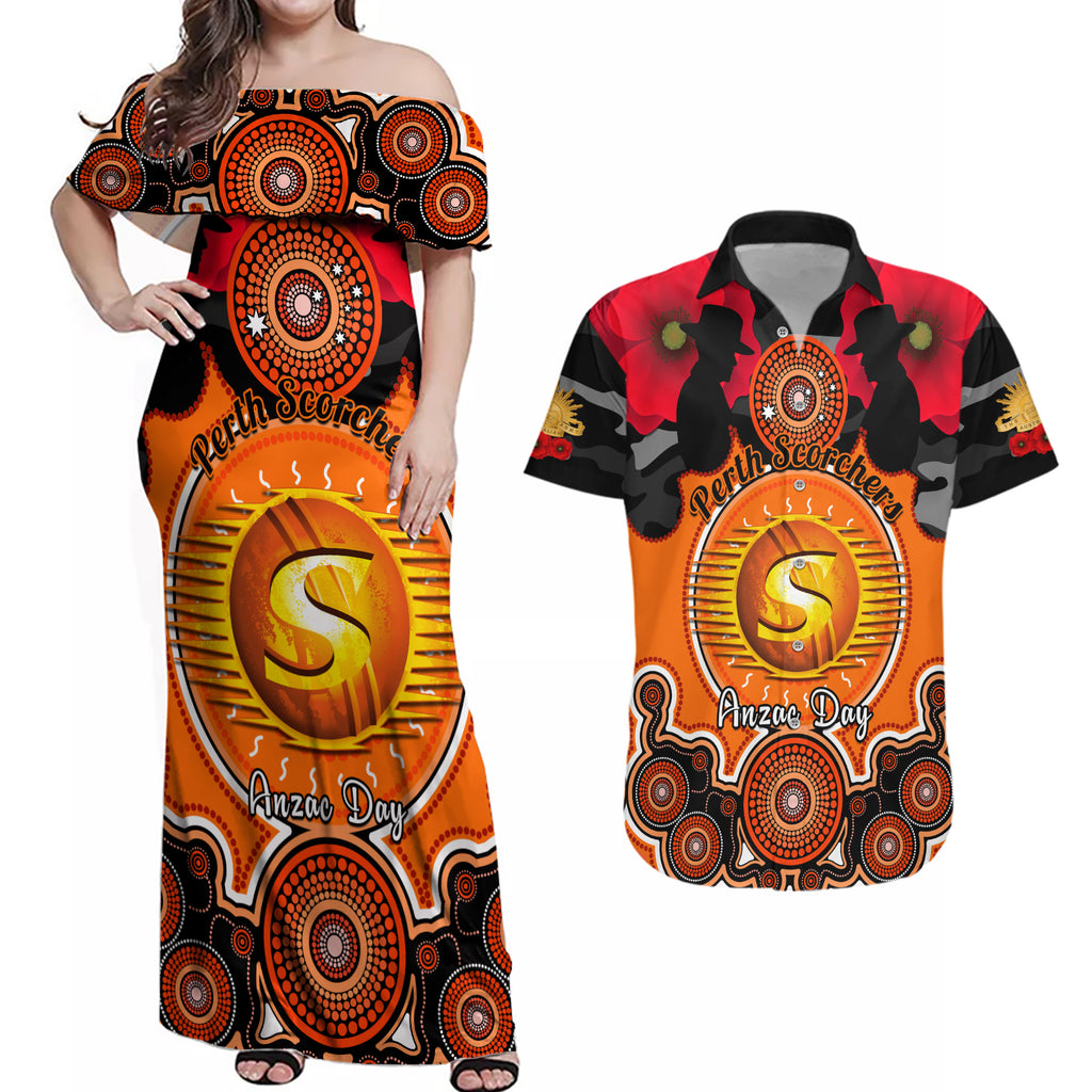 perth-scorchers-anzac-2024-couples-matching-off-shoulder-maxi-dress-and-hawaiian-shirt-lest-we-forget-poppy-mix-camouflage