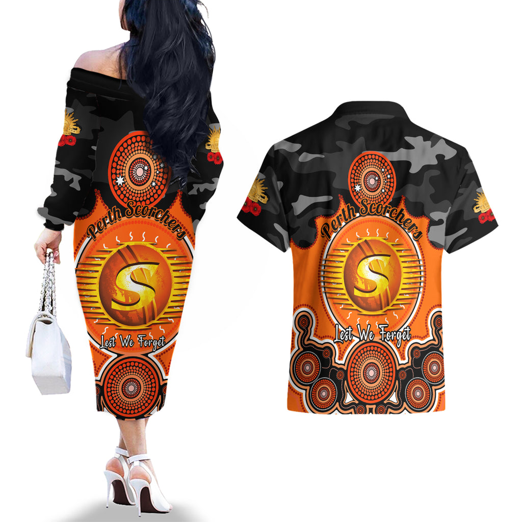 perth-scorchers-anzac-2024-couples-matching-off-the-shoulder-long-sleeve-dress-and-hawaiian-shirt-lest-we-forget-poppy-mix-camouflage