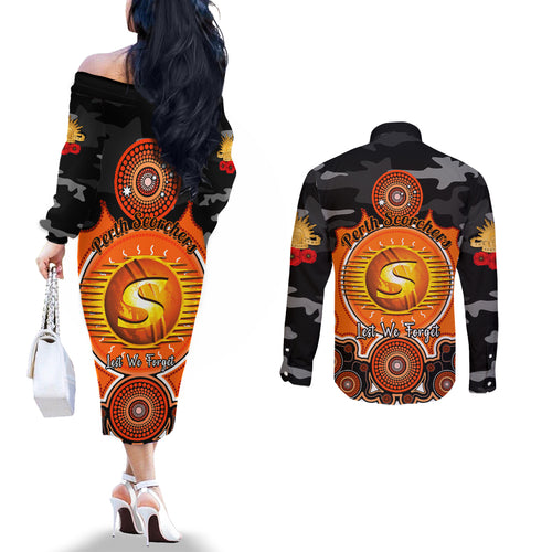 perth-scorchers-anzac-2024-couples-matching-off-the-shoulder-long-sleeve-dress-and-long-sleeve-button-shirt-lest-we-forget-poppy-mix-camouflage