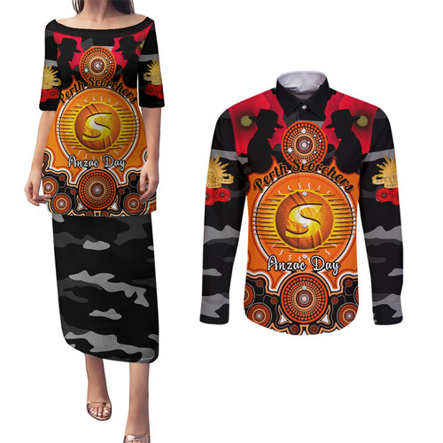 perth-scorchers-anzac-2024-couples-matching-puletasi-dress-and-long-sleeve-button-shirt-lest-we-forget-poppy-mix-camouflage