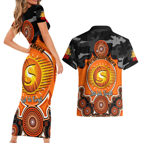 perth-scorchers-anzac-2024-couples-matching-short-sleeve-bodycon-dress-and-hawaiian-shirt-lest-we-forget-poppy-mix-camouflage