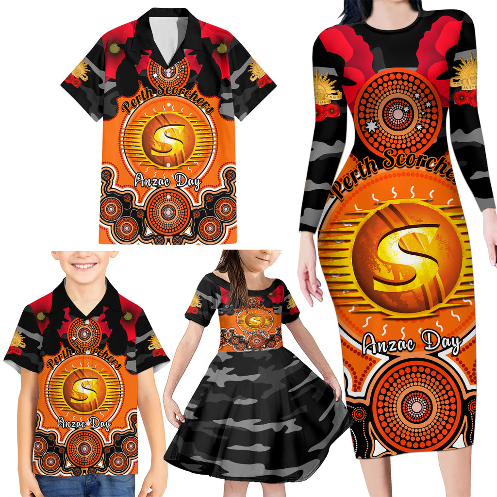 perth-scorchers-anzac-2024-family-matching-long-sleeve-bodycon-dress-and-hawaiian-shirt-lest-we-forget-poppy-mix-camouflage