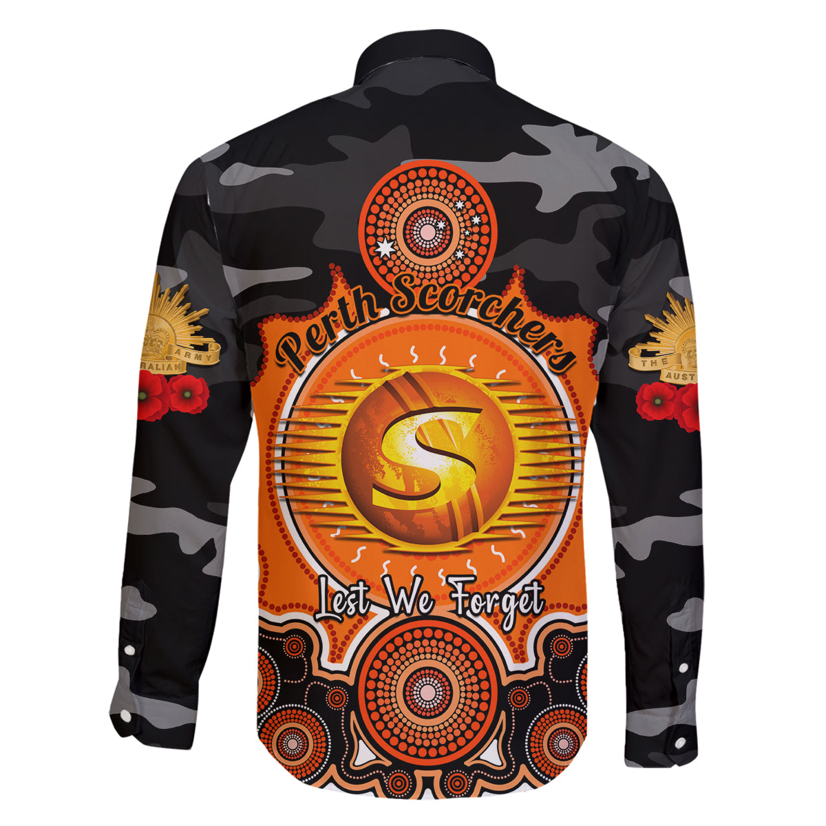 perth-scorchers-anzac-2024-family-matching-puletasi-dress-and-hawaiian-shirt-lest-we-forget-poppy-mix-camouflage