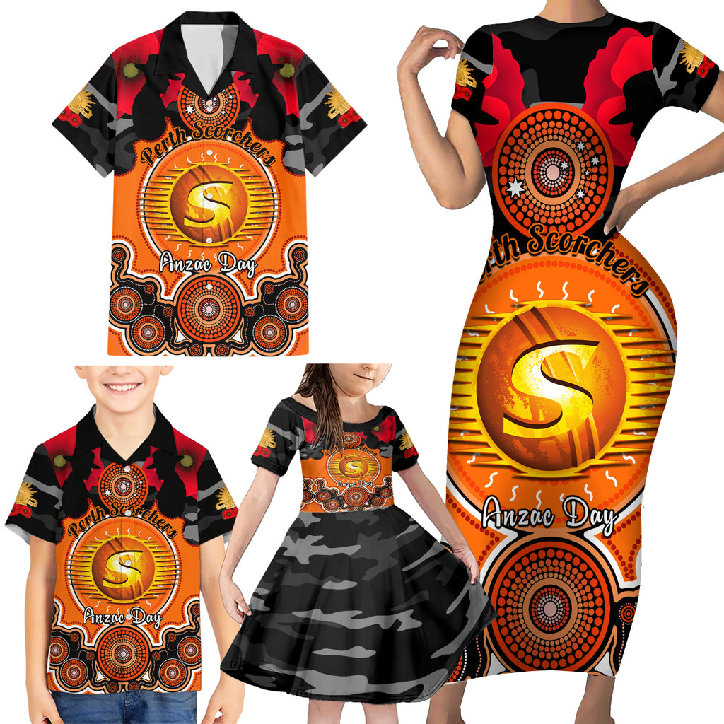 perth-scorchers-anzac-2024-family-matching-short-sleeve-bodycon-dress-and-hawaiian-shirt-lest-we-forget-poppy-mix-camouflage