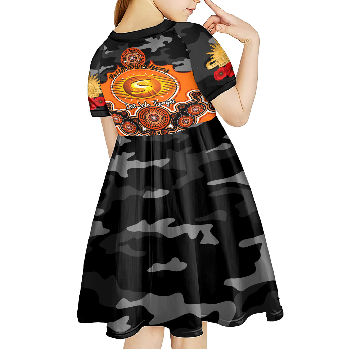 perth-scorchers-anzac-2024-kid-short-sleeve-dress-lest-we-forget-poppy-mix-camouflage