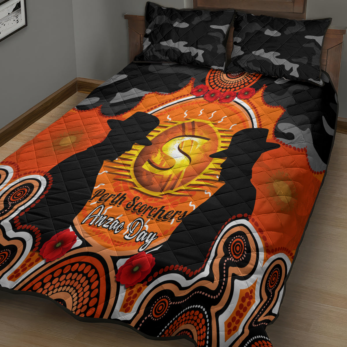 perth-scorchers-anzac-2024-quilt-bed-set-lest-we-forget-poppy-mix-camouflage