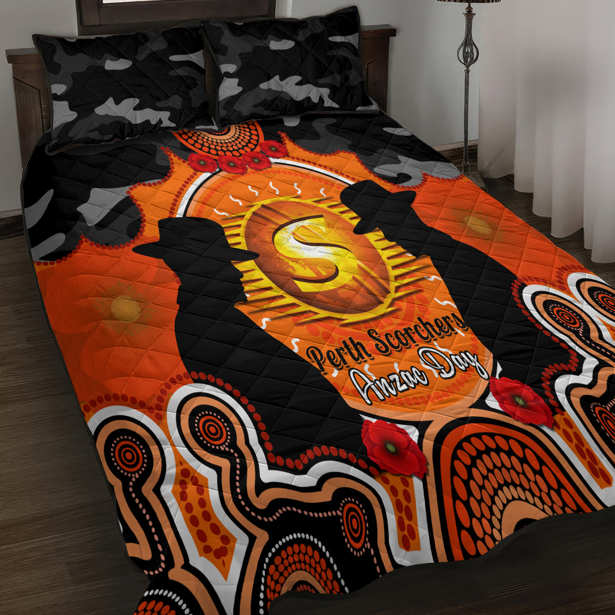 perth-scorchers-anzac-2024-quilt-bed-set-lest-we-forget-poppy-mix-camouflage