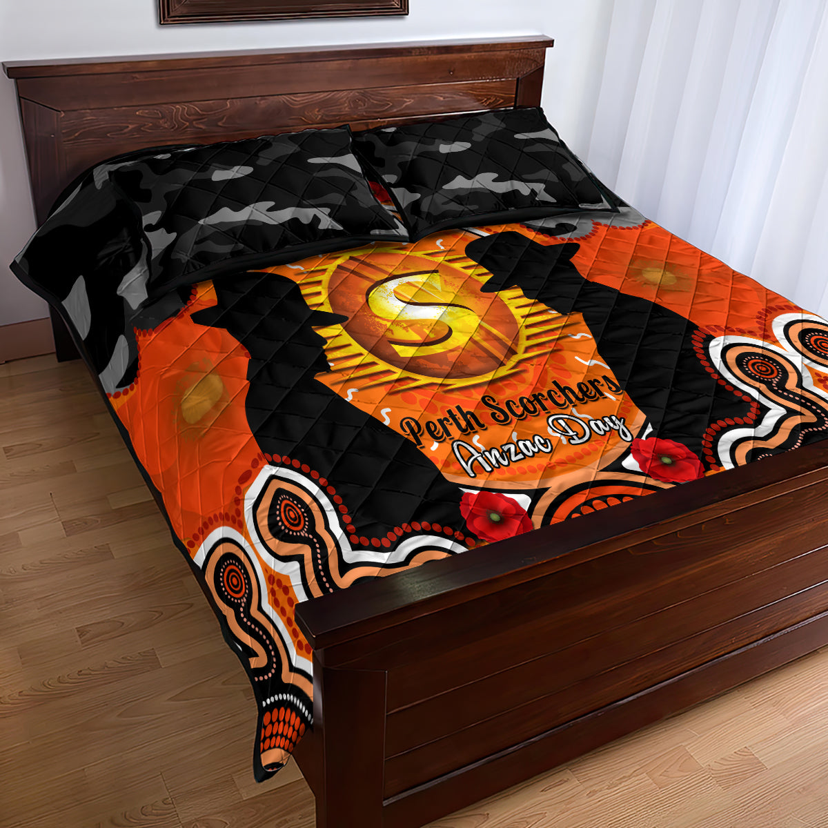 perth-scorchers-anzac-2024-quilt-bed-set-lest-we-forget-poppy-mix-camouflage