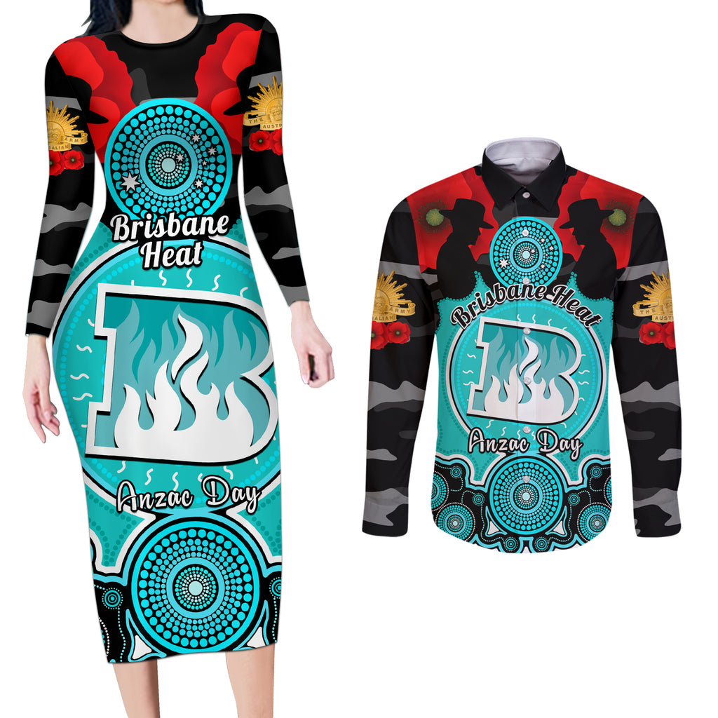 brisbane-heat-anzac-2024-couples-matching-long-sleeve-bodycon-dress-and-long-sleeve-button-shirt-lest-we-forget-poppy-mix-camouflage
