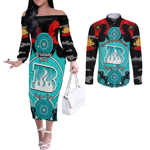 brisbane-heat-anzac-2024-couples-matching-off-the-shoulder-long-sleeve-dress-and-long-sleeve-button-shirt-lest-we-forget-poppy-mix-camouflage