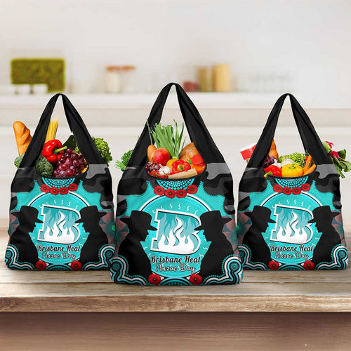 Brisbane Heat ANZAC 2024 Grocery Bag Lest We Forget Poppy Mix Camouflage