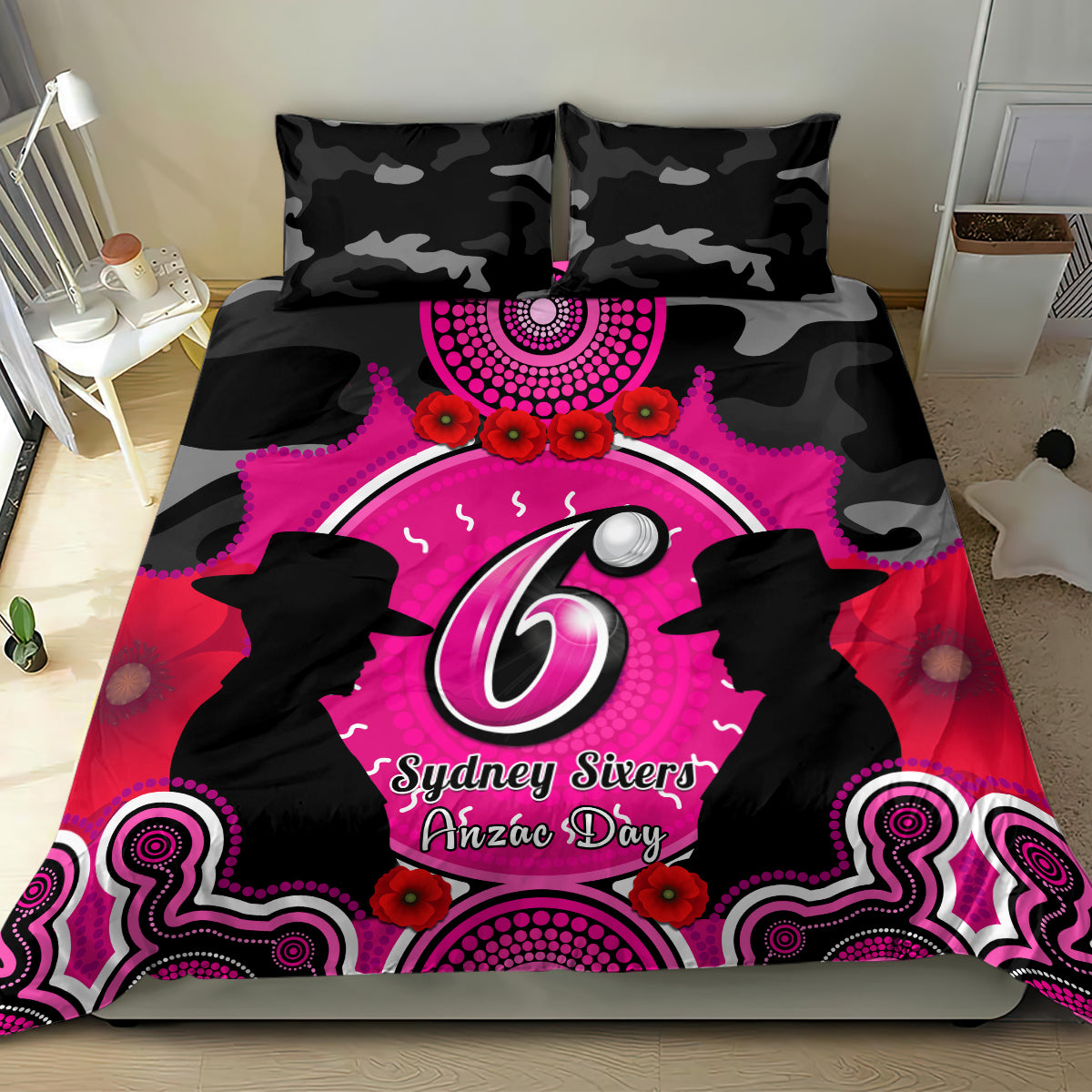 sydney-sixers-anzac-2024-bedding-set-lest-we-forget-poppy-mix-camouflage