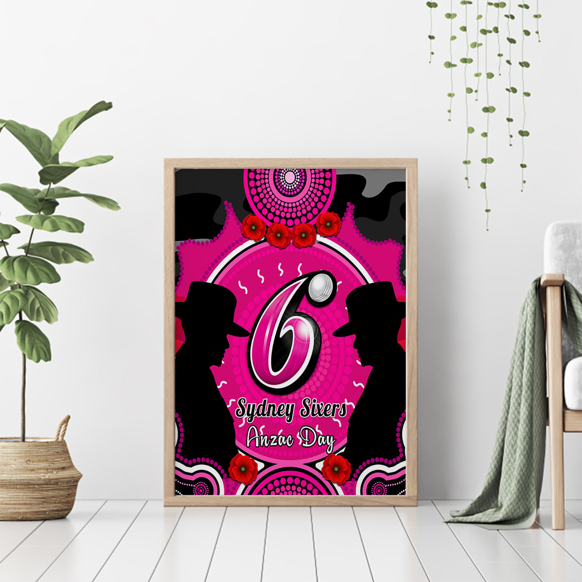 sydney-sixers-anzac-2024-canvas-wall-art-lest-we-forget-poppy-mix-camouflage