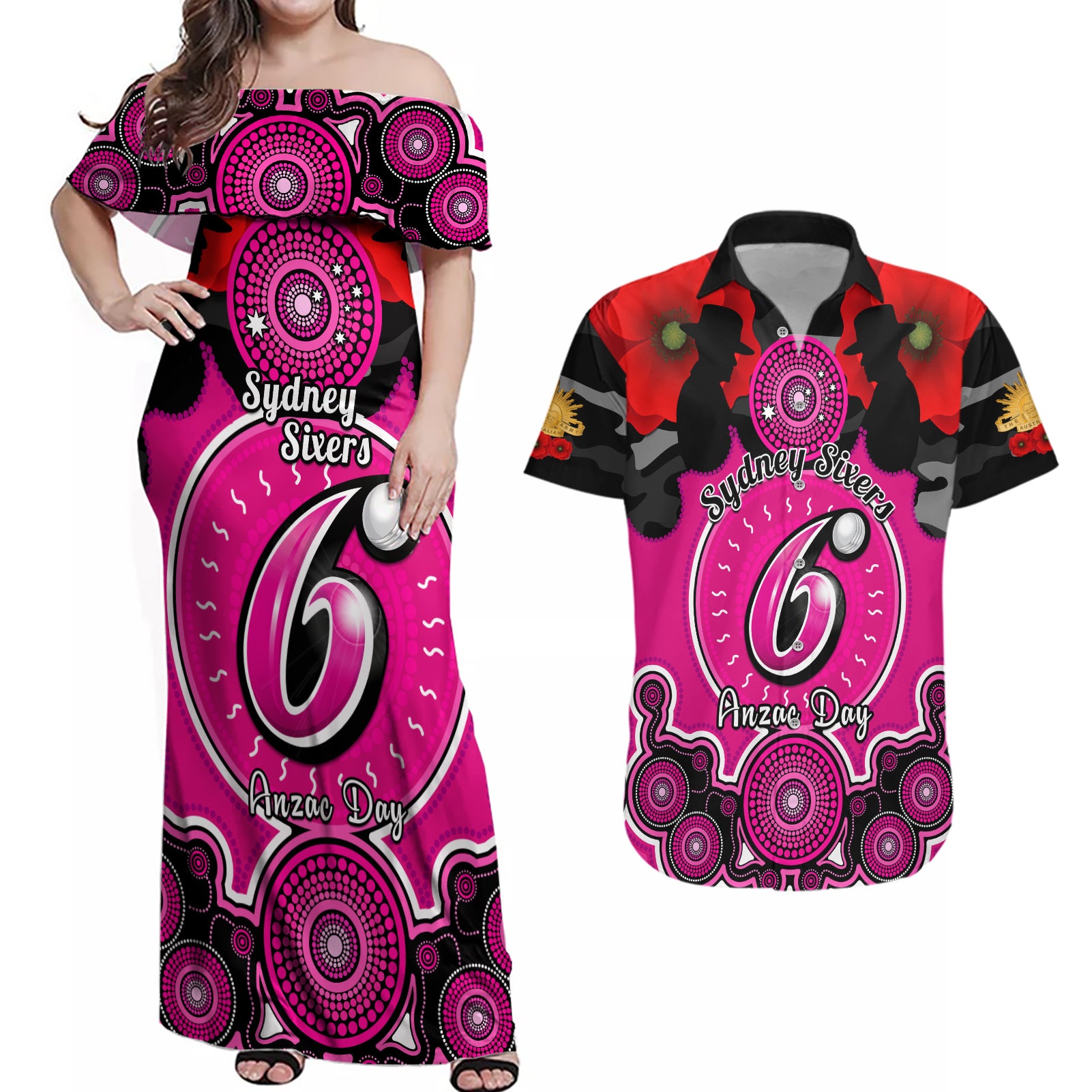 sydney-sixers-anzac-2024-couples-matching-off-shoulder-maxi-dress-and-hawaiian-shirt-lest-we-forget-poppy-mix-camouflage