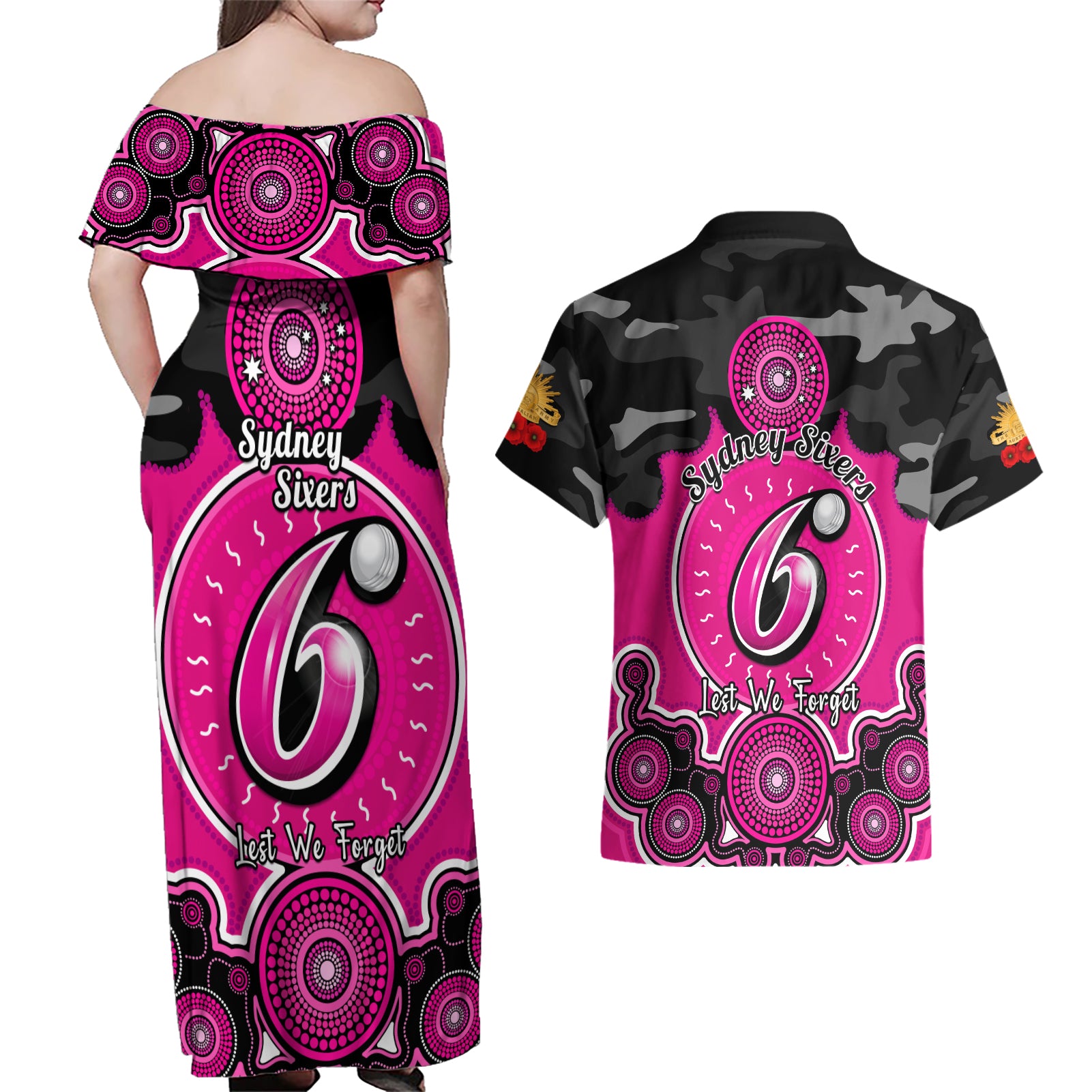 sydney-sixers-anzac-2024-couples-matching-off-shoulder-maxi-dress-and-hawaiian-shirt-lest-we-forget-poppy-mix-camouflage