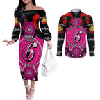 sydney-sixers-anzac-2024-couples-matching-off-the-shoulder-long-sleeve-dress-and-long-sleeve-button-shirt-lest-we-forget-poppy-mix-camouflage