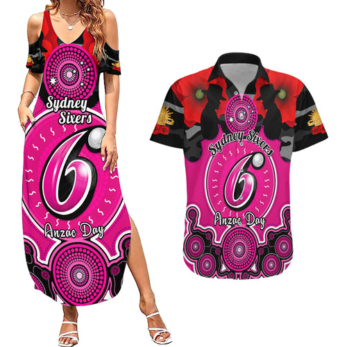 sydney-sixers-anzac-2024-couples-matching-summer-maxi-dress-and-hawaiian-shirt-lest-we-forget-poppy-mix-camouflage