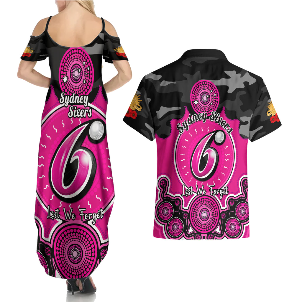 sydney-sixers-anzac-2024-couples-matching-summer-maxi-dress-and-hawaiian-shirt-lest-we-forget-poppy-mix-camouflage