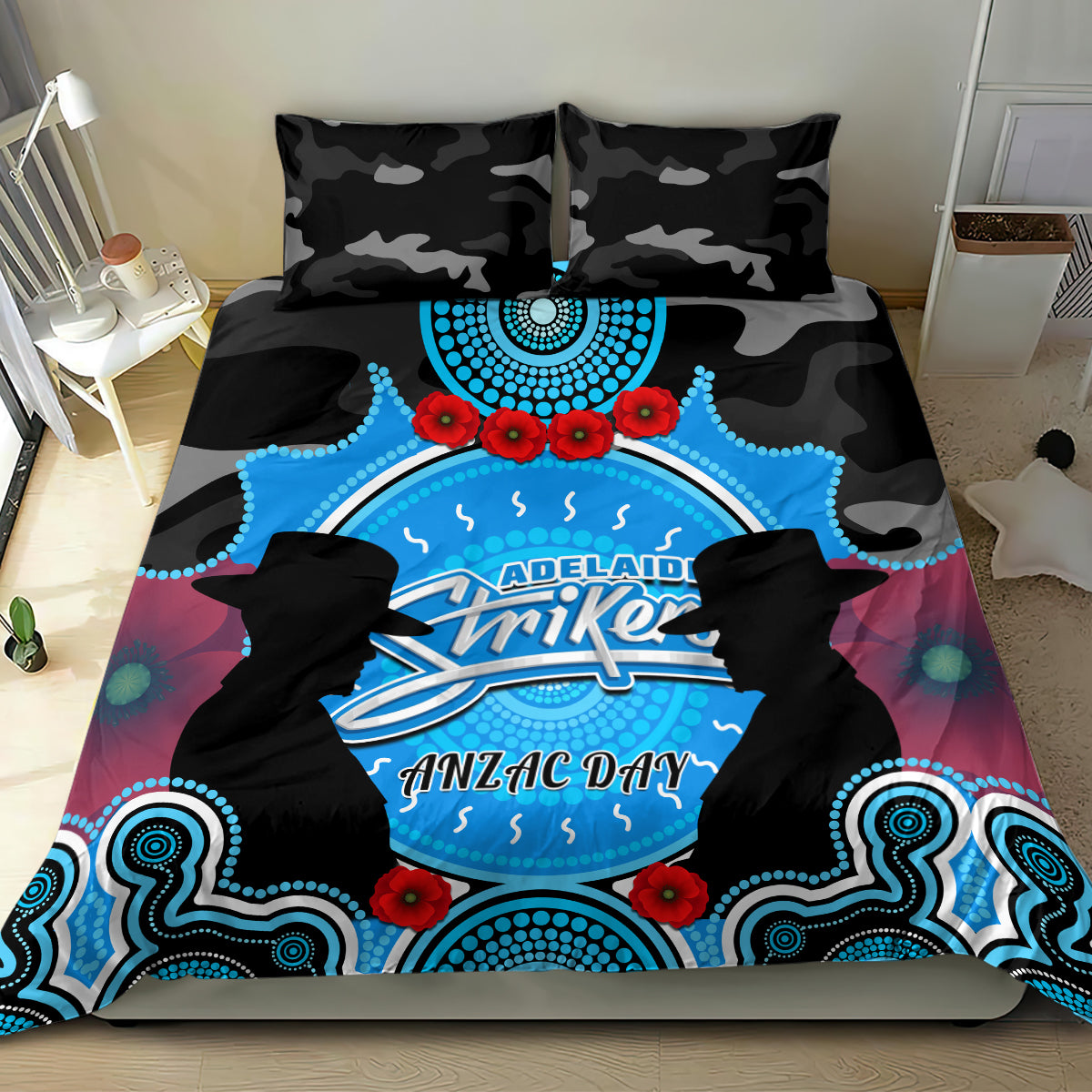 adelaide-strikers-anzac-2024-bedding-set-lest-we-forget-poppy-mix-camouflage