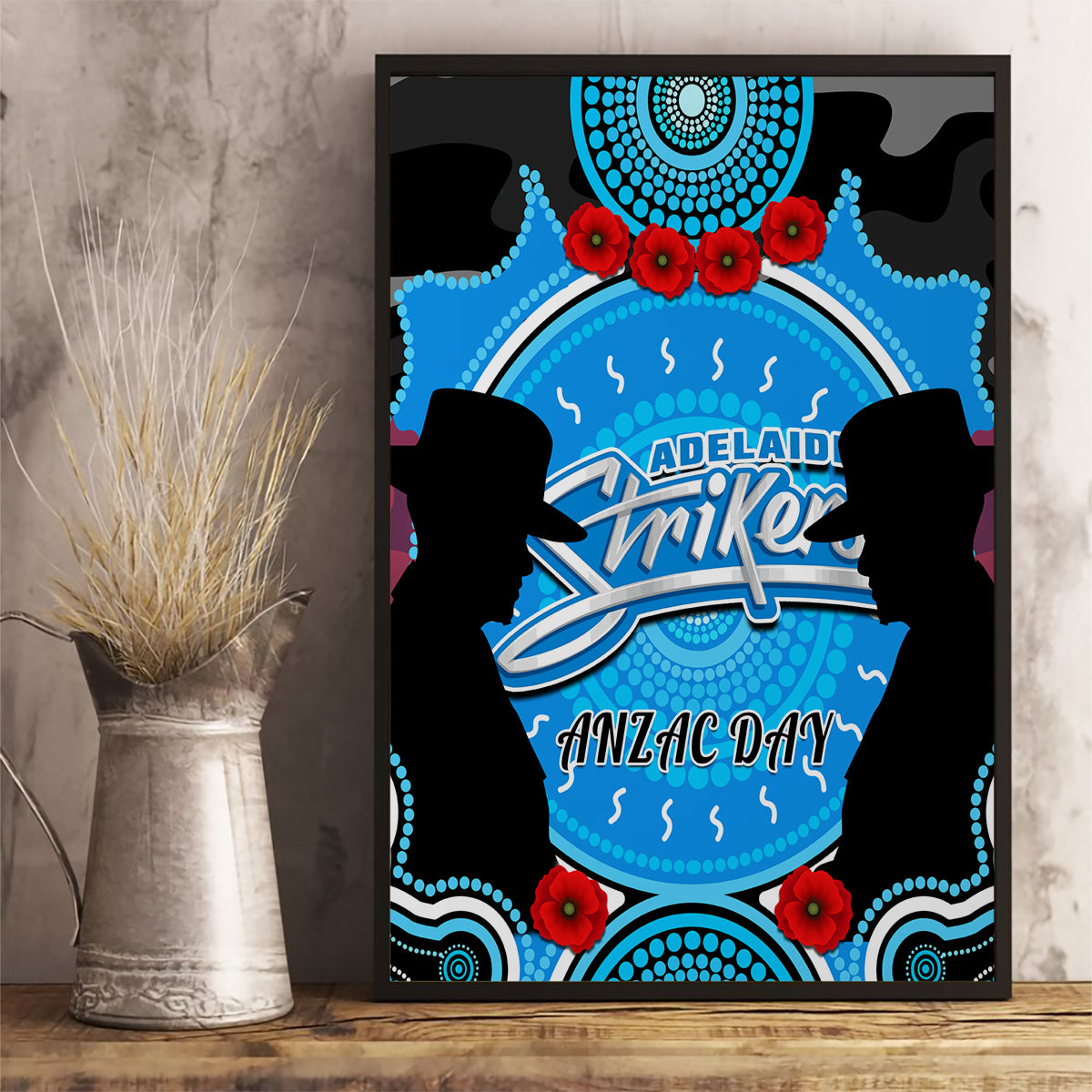 adelaide-strikers-anzac-2024-canvas-wall-art-lest-we-forget-poppy-mix-camouflage