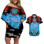 adelaide-strikers-anzac-2024-couples-matching-off-shoulder-short-dress-and-hawaiian-shirt-lest-we-forget-poppy-mix-camouflage