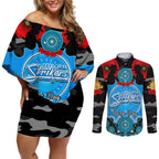 adelaide-strikers-anzac-2024-couples-matching-off-shoulder-short-dress-and-long-sleeve-button-shirt-lest-we-forget-poppy-mix-camouflage