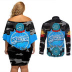 adelaide-strikers-anzac-2024-couples-matching-off-shoulder-short-dress-and-long-sleeve-button-shirt-lest-we-forget-poppy-mix-camouflage