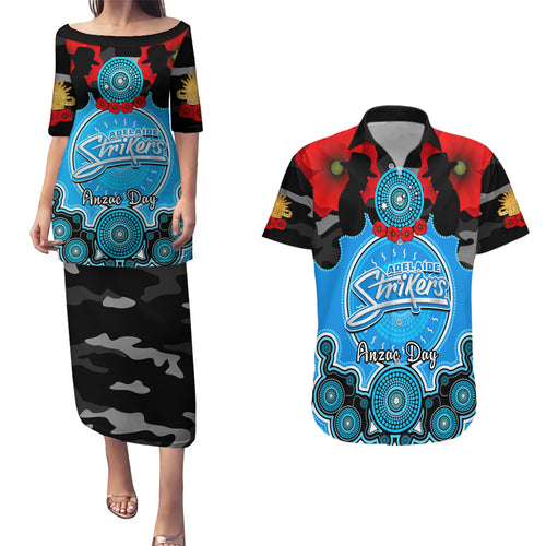 adelaide-strikers-anzac-2024-couples-matching-puletasi-dress-and-hawaiian-shirt-lest-we-forget-poppy-mix-camouflage