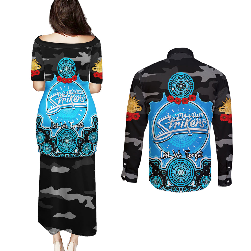 adelaide-strikers-anzac-2024-couples-matching-puletasi-dress-and-long-sleeve-button-shirt-lest-we-forget-poppy-mix-camouflage
