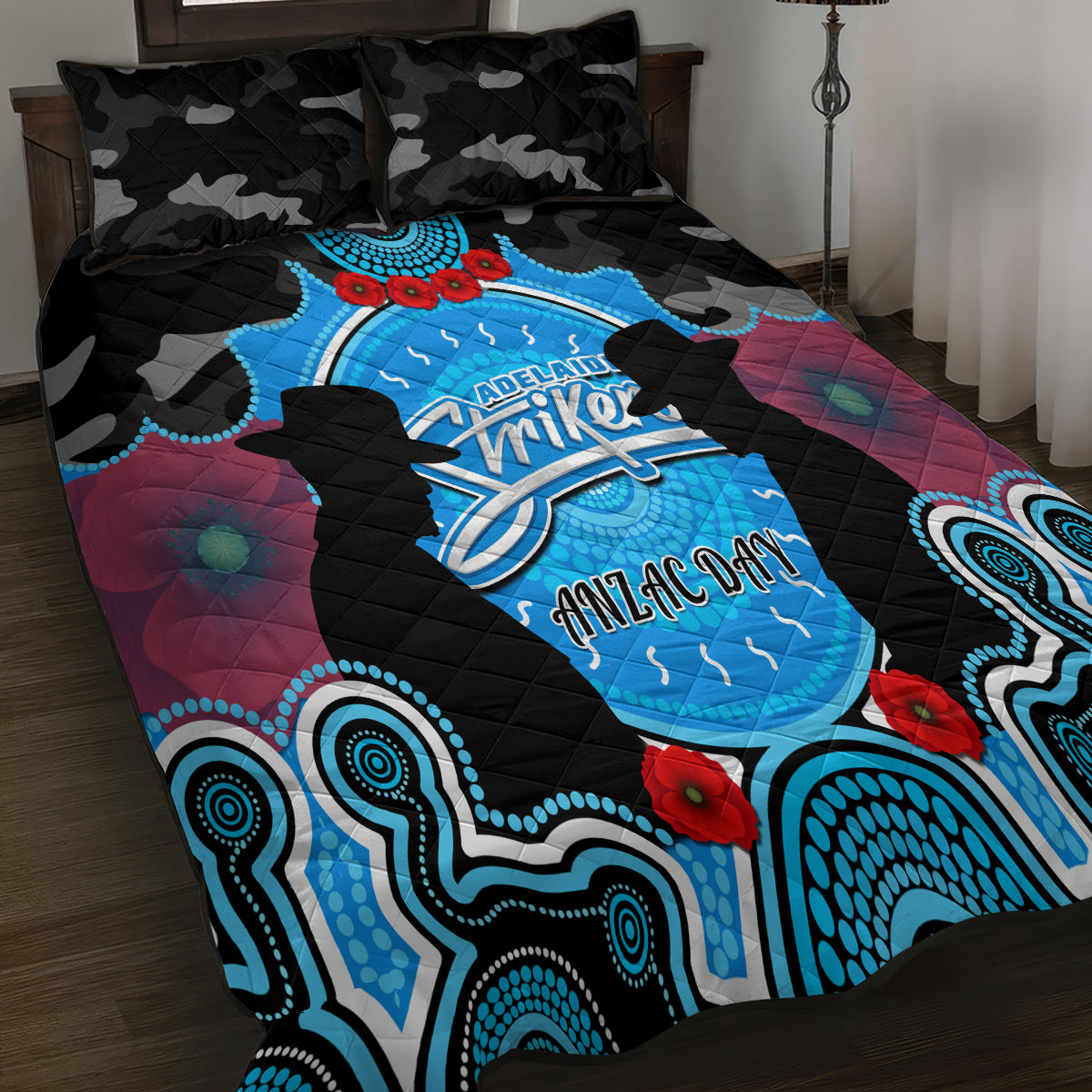 adelaide-strikers-anzac-2024-quilt-bed-set-lest-we-forget-poppy-mix-camouflage