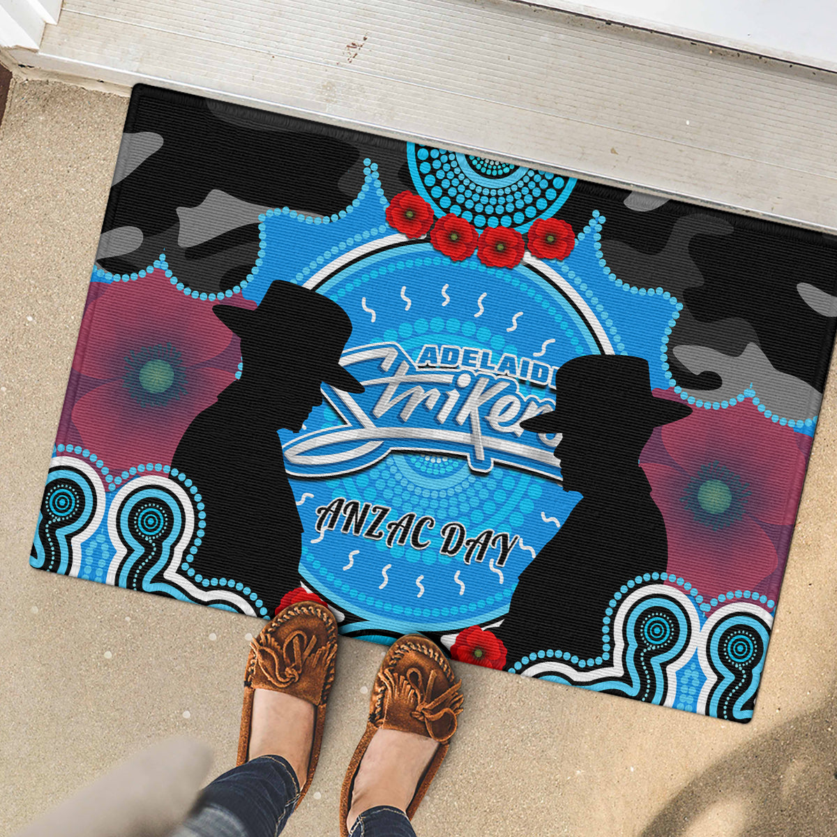 adelaide-strikers-anzac-2024-rubber-doormat-lest-we-forget-poppy-mix-camouflage