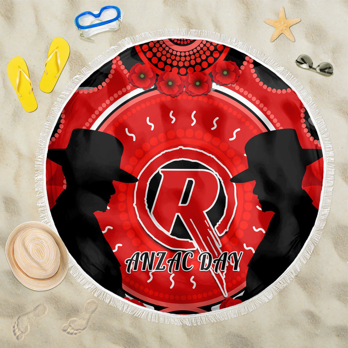 melbourne-renegades-anzac-2024-beach-blanket-lest-we-forget-poppy-mix-camouflage