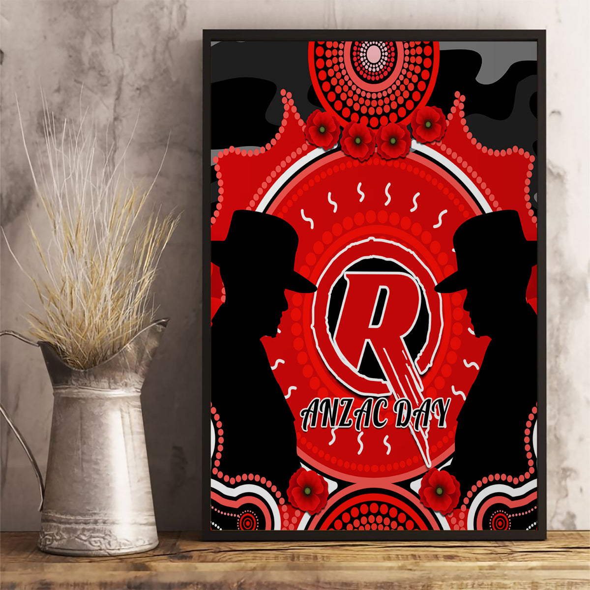 melbourne-renegades-anzac-2024-canvas-wall-art-lest-we-forget-poppy-mix-camouflage