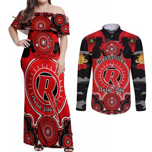 melbourne-renegades-anzac-2024-couples-matching-off-shoulder-maxi-dress-and-long-sleeve-button-shirt-lest-we-forget-poppy-mix-camouflage