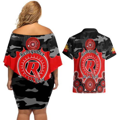 melbourne-renegades-anzac-2024-couples-matching-off-shoulder-short-dress-and-hawaiian-shirt-lest-we-forget-poppy-mix-camouflage