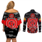 melbourne-renegades-anzac-2024-couples-matching-off-shoulder-short-dress-and-long-sleeve-button-shirt-lest-we-forget-poppy-mix-camouflage