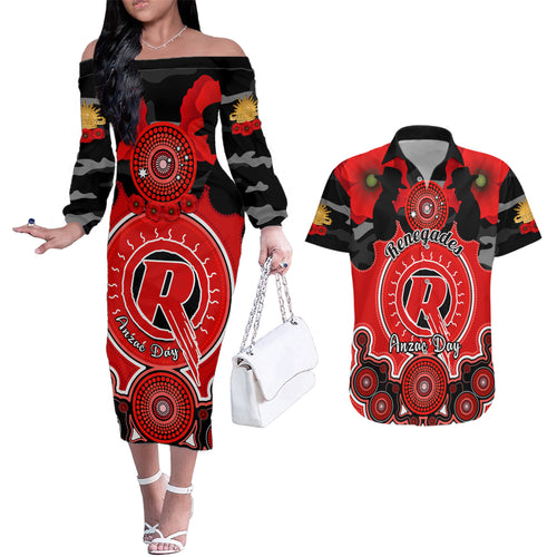 melbourne-renegades-anzac-2024-couples-matching-off-the-shoulder-long-sleeve-dress-and-hawaiian-shirt-lest-we-forget-poppy-mix-camouflage
