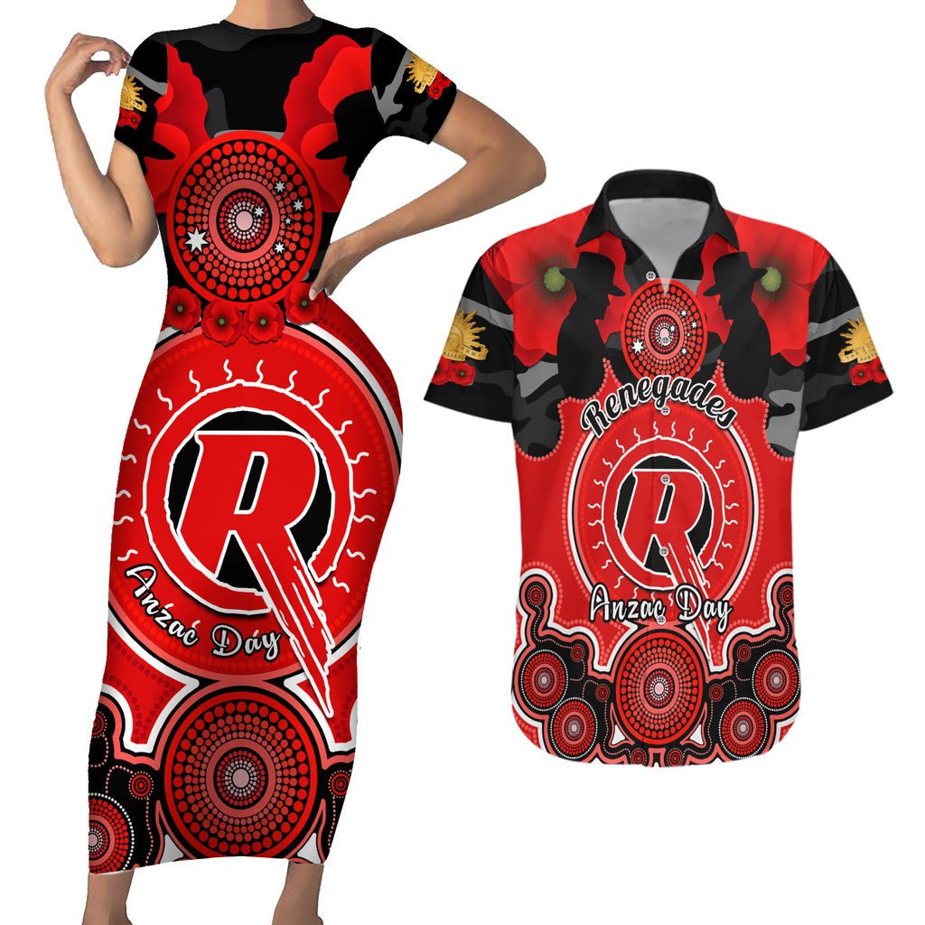 melbourne-renegades-anzac-2024-couples-matching-short-sleeve-bodycon-dress-and-hawaiian-shirt-lest-we-forget-poppy-mix-camouflage