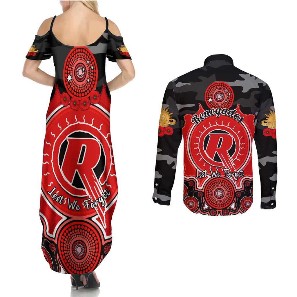 melbourne-renegades-anzac-2024-couples-matching-summer-maxi-dress-and-long-sleeve-button-shirt-lest-we-forget-poppy-mix-camouflage