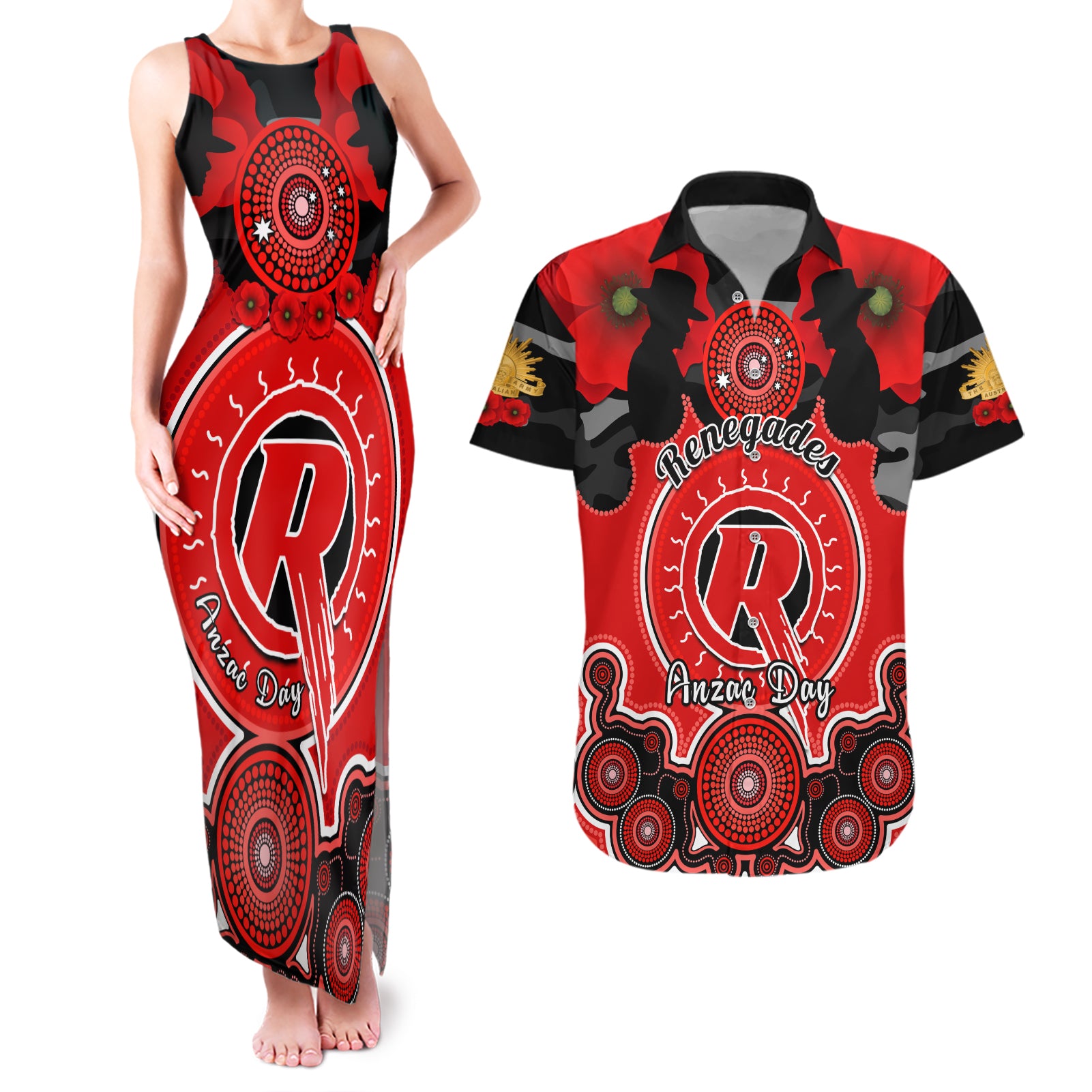 melbourne-renegades-anzac-2024-couples-matching-tank-maxi-dress-and-hawaiian-shirt-lest-we-forget-poppy-mix-camouflage