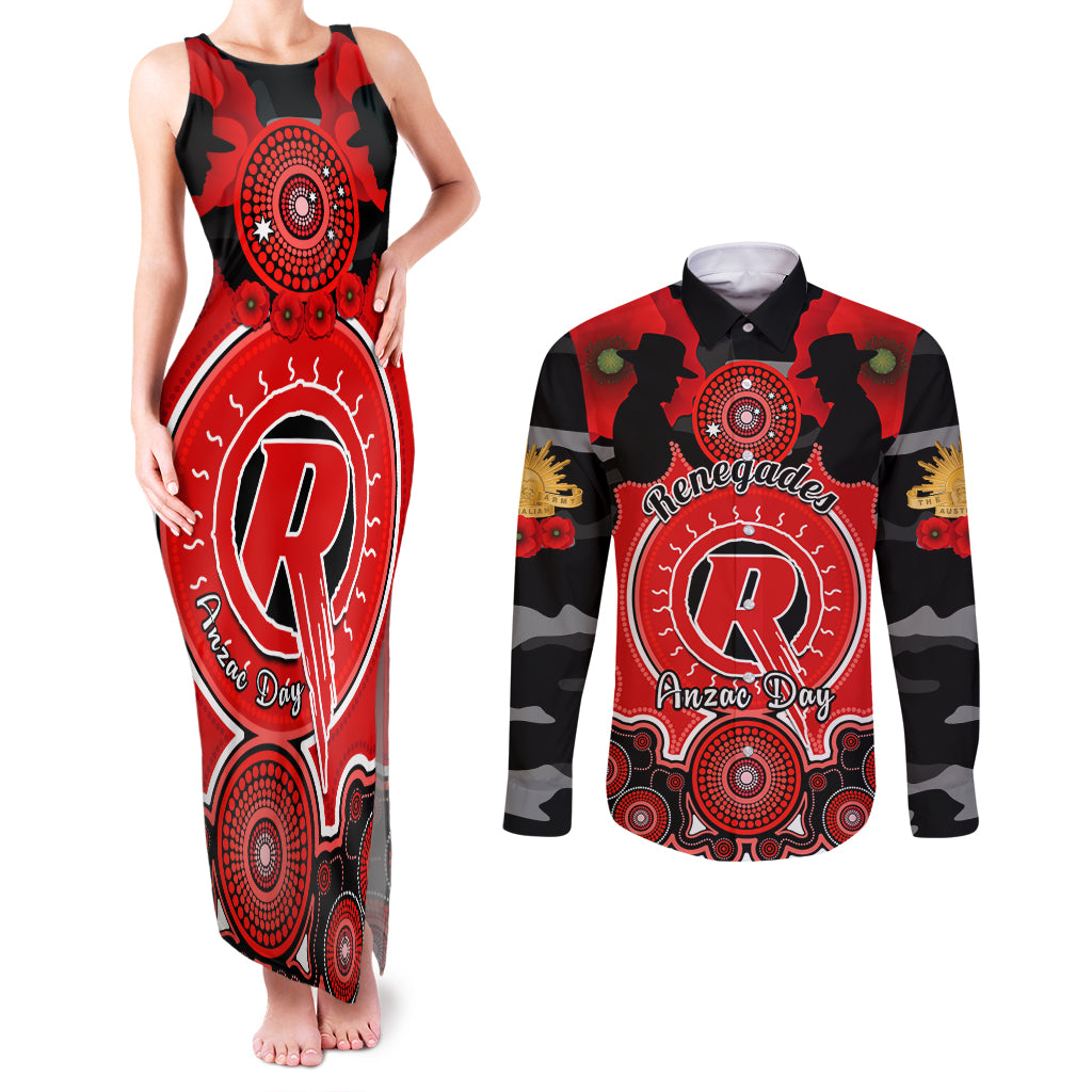 melbourne-renegades-anzac-2024-couples-matching-tank-maxi-dress-and-long-sleeve-button-shirt-lest-we-forget-poppy-mix-camouflage