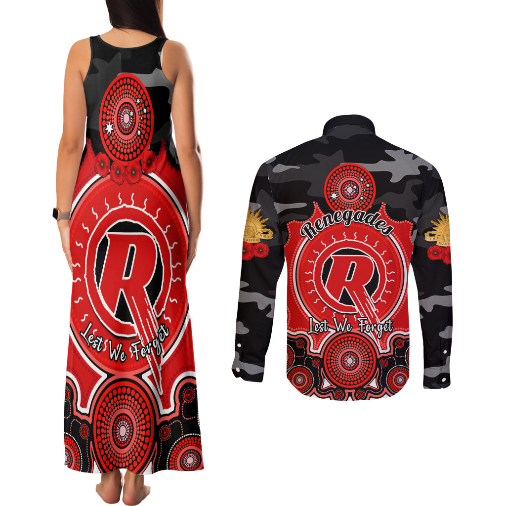 melbourne-renegades-anzac-2024-couples-matching-tank-maxi-dress-and-long-sleeve-button-shirt-lest-we-forget-poppy-mix-camouflage