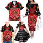 melbourne-renegades-anzac-2024-family-matching-off-shoulder-long-sleeve-dress-and-hawaiian-shirt-lest-we-forget-poppy-mix-camouflage