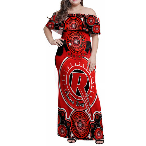 melbourne-renegades-anzac-2024-family-matching-off-shoulder-maxi-dress-and-hawaiian-shirt-lest-we-forget-poppy-mix-camouflage