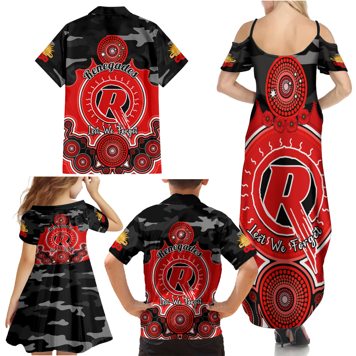 melbourne-renegades-anzac-2024-family-matching-summer-maxi-dress-and-hawaiian-shirt-lest-we-forget-poppy-mix-camouflage