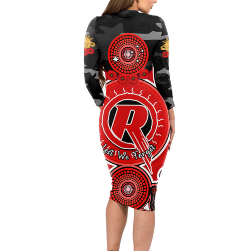 melbourne-renegades-anzac-2024-long-sleeve-bodycon-dress-lest-we-forget-poppy-mix-camouflage