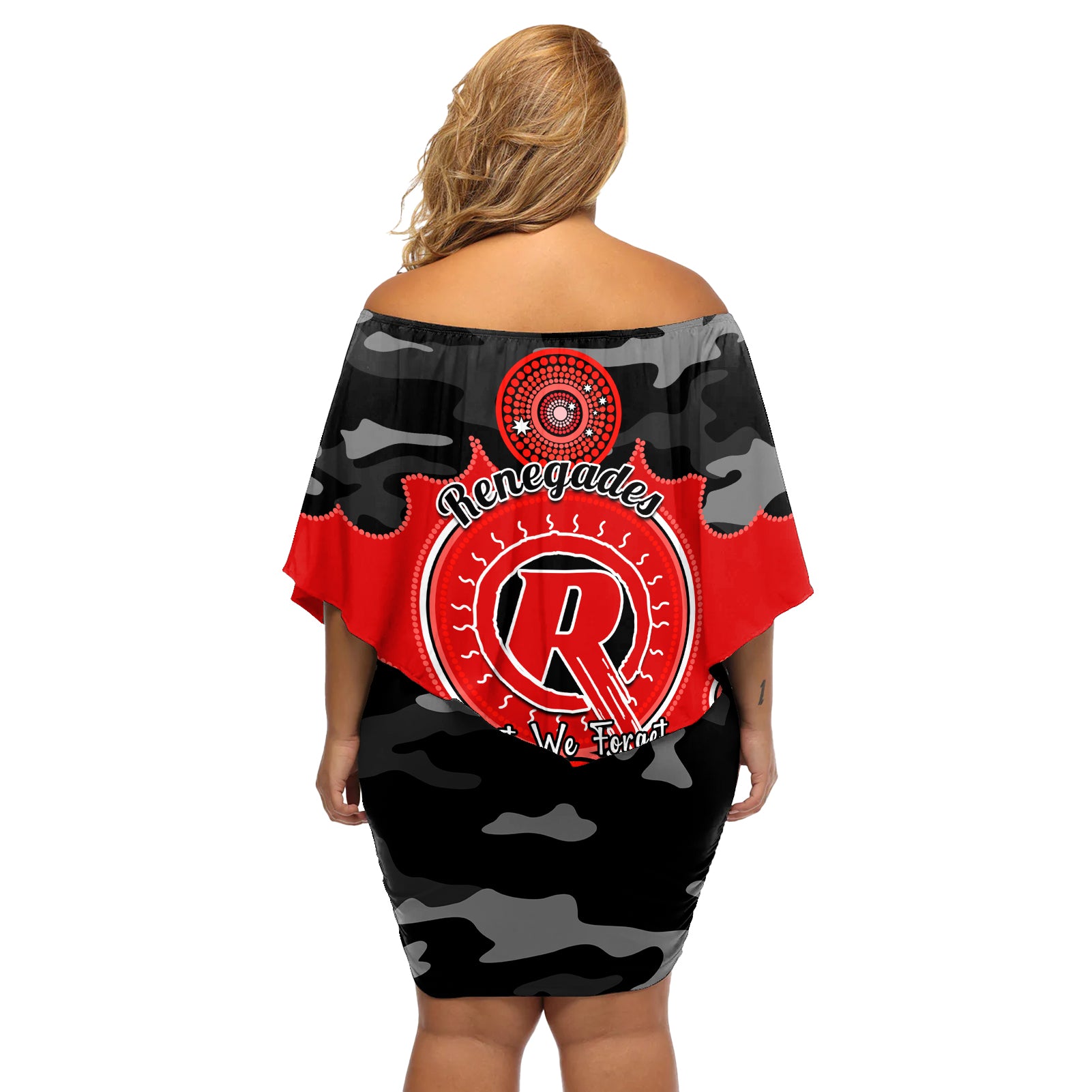 melbourne-renegades-anzac-2024-off-shoulder-short-dress-lest-we-forget-poppy-mix-camouflage