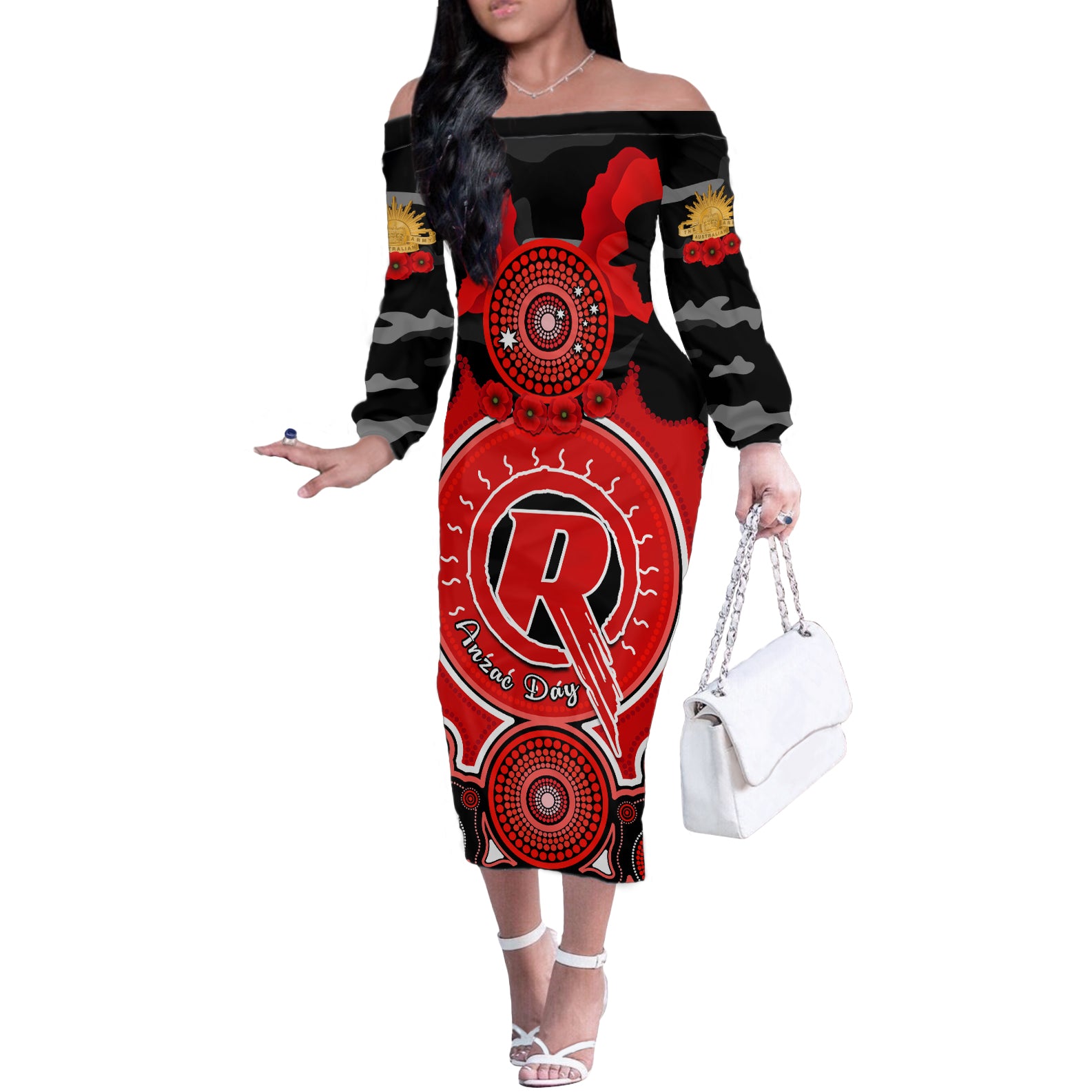 melbourne-renegades-anzac-2024-off-the-shoulder-long-sleeve-dress-lest-we-forget-poppy-mix-camouflage