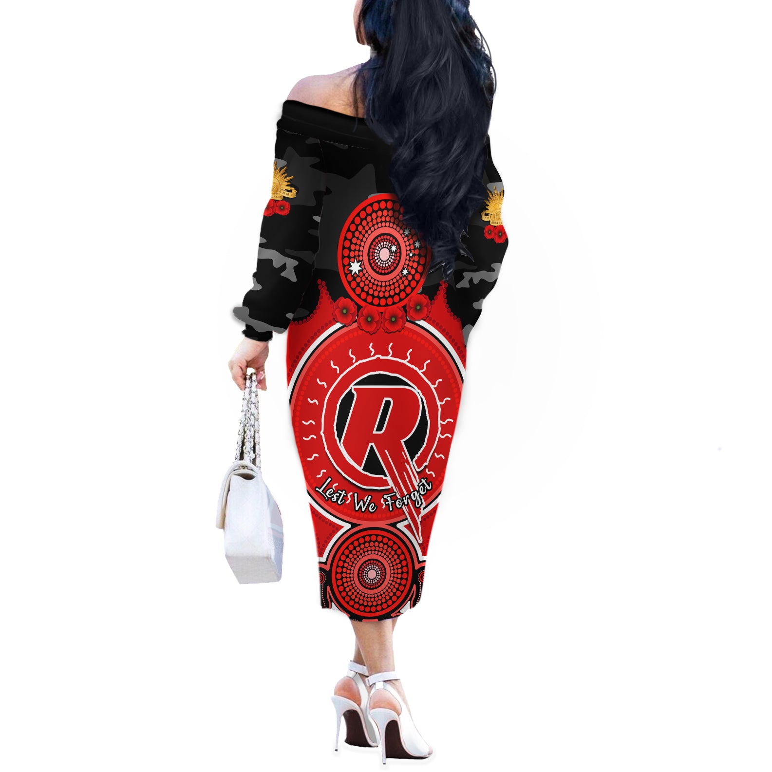 melbourne-renegades-anzac-2024-off-the-shoulder-long-sleeve-dress-lest-we-forget-poppy-mix-camouflage